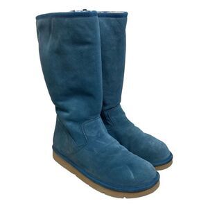 UGG Classic Tall 5235 Leather Sheepskin Winter Boots Sunset Turquoise Blue Zip 8